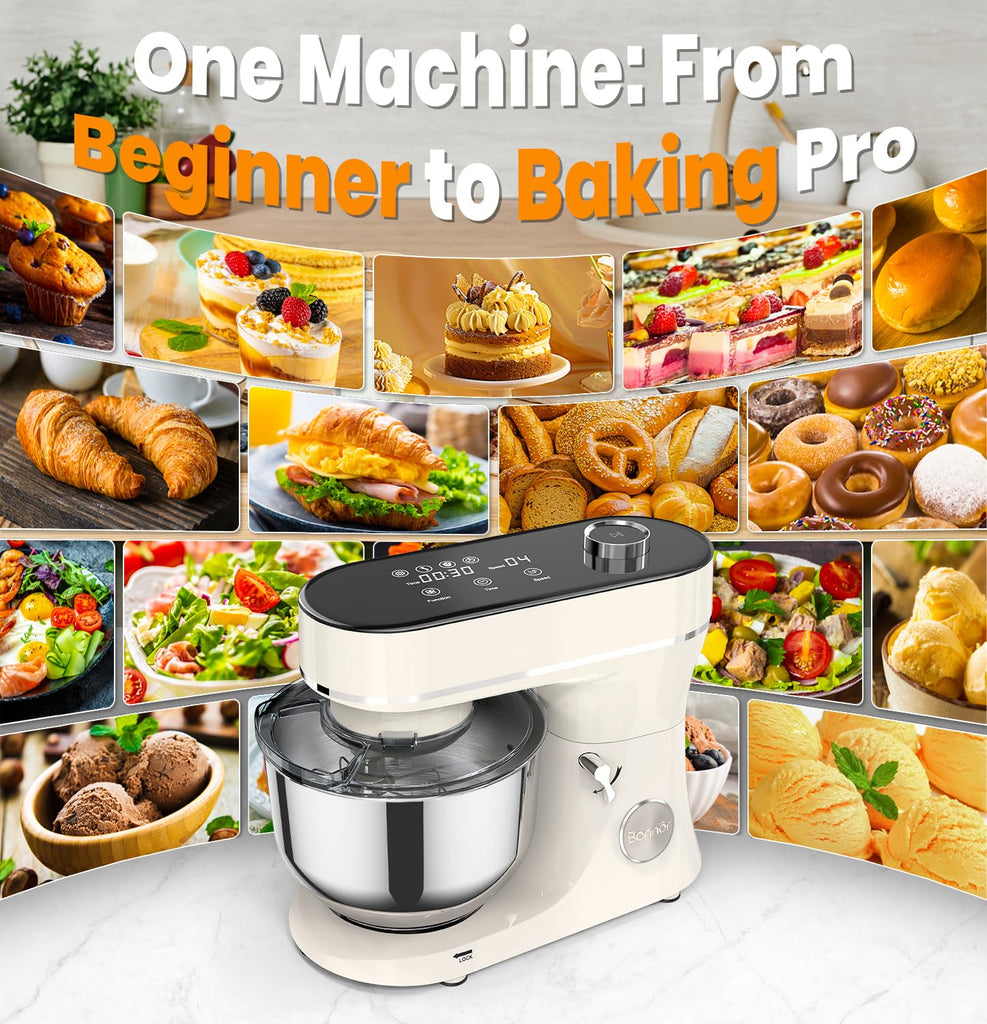 Stand Mixer 6QT Kitchen Mixer with LED Smart Touchscreen, 11-Speed Tilt-Head Mixer with Timer, 4 Preset Menus
