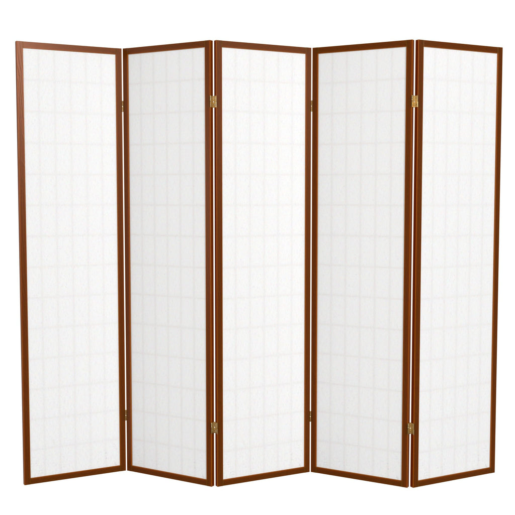 6 ft. Tall Window Pane Shoji Screen - Walnut - 5 Panels