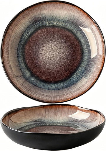 Ceramic Decorative Bowl, Decorative Ceramic Bowl Tray with Reactive Glaze, Shallow Centerpiece Accent Decor Table