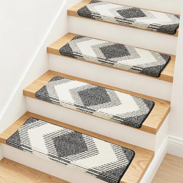 Bullnose Stair Carpet Treads, Set of 14 Step Carpet for Stairs Non Slip