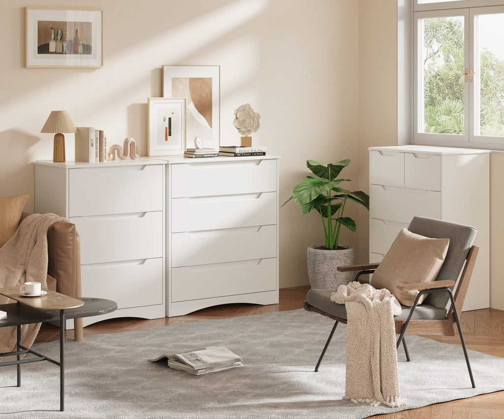 4 Drawer, Sturdy White Chest of Drawers, White