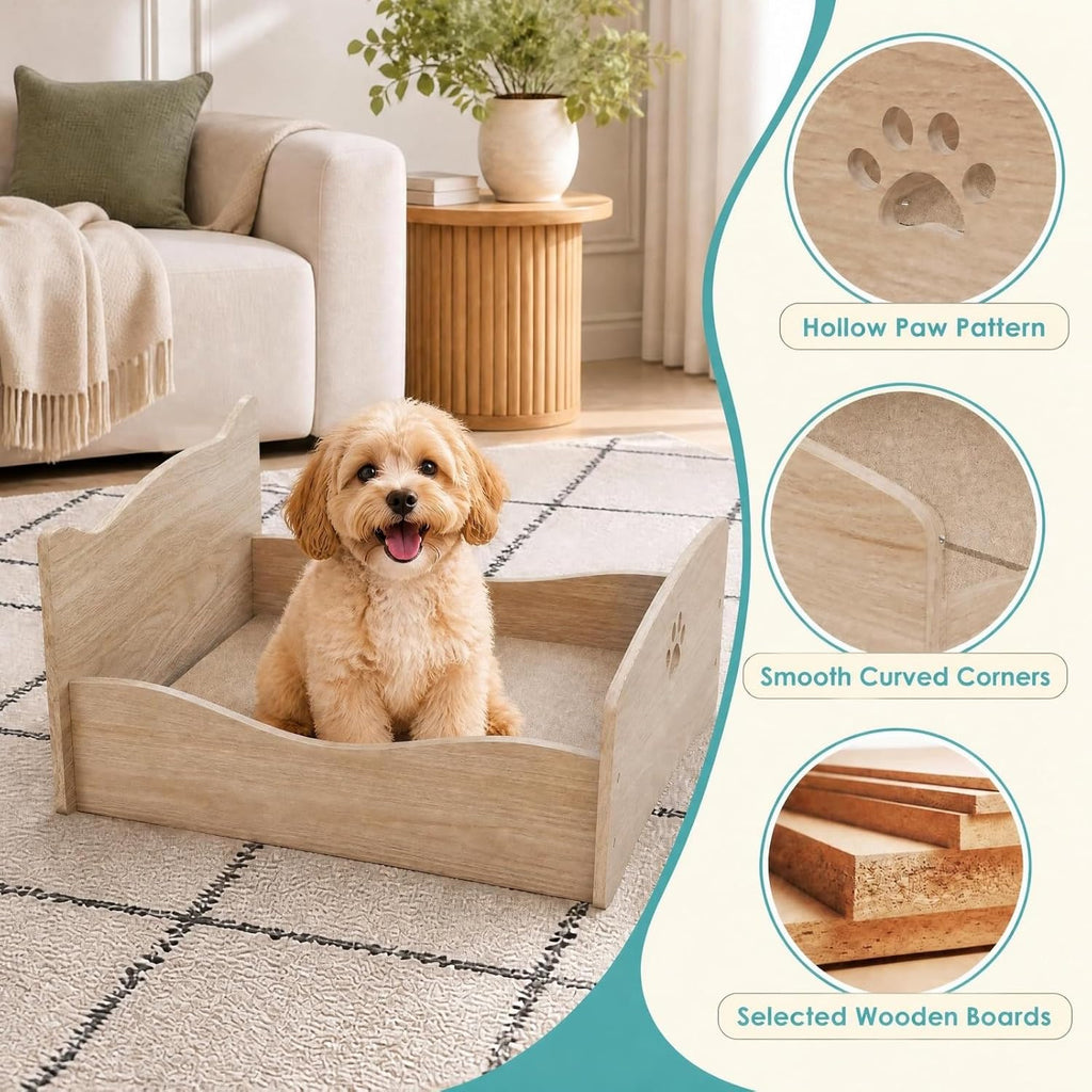 Elevated Wood Cat Bed, Cute Small Pet Bed