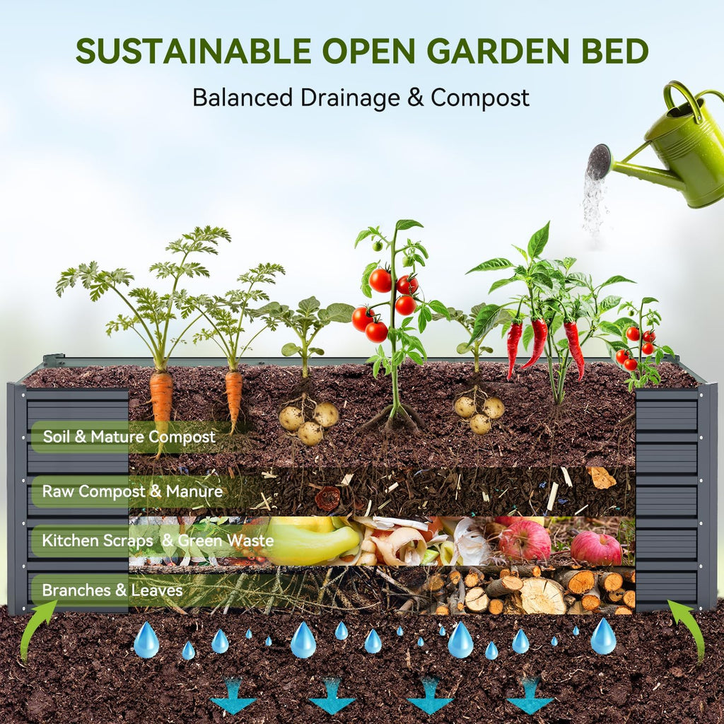 8x3x1.9 FT Metal Raised Garden Bed Outdoor, Heavy Duty Planter Box | 100% Non-Toxic, 341 Gal Large Capacity