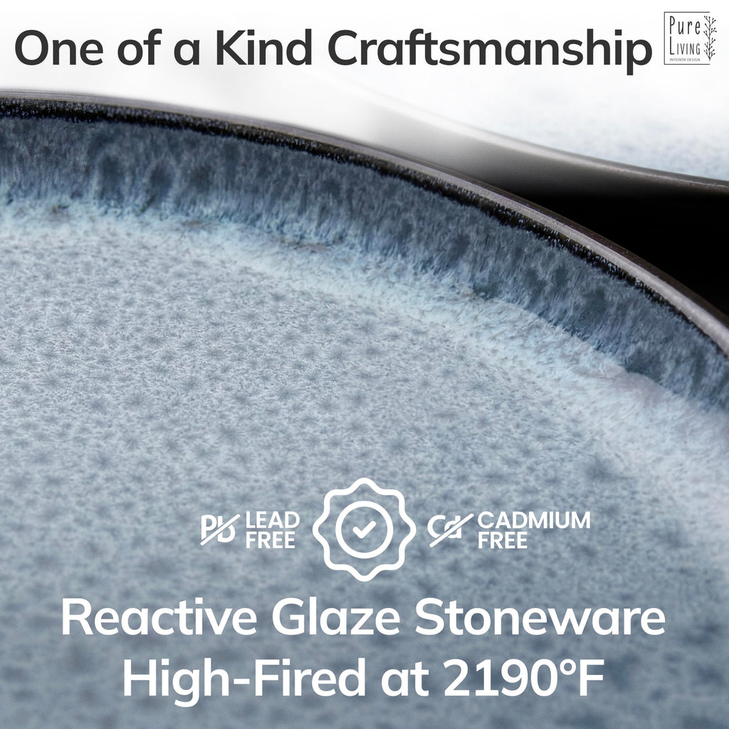 24 Piece Stoneware Dinnerware Set for 8, Handcrafted Plates and Bowls Set