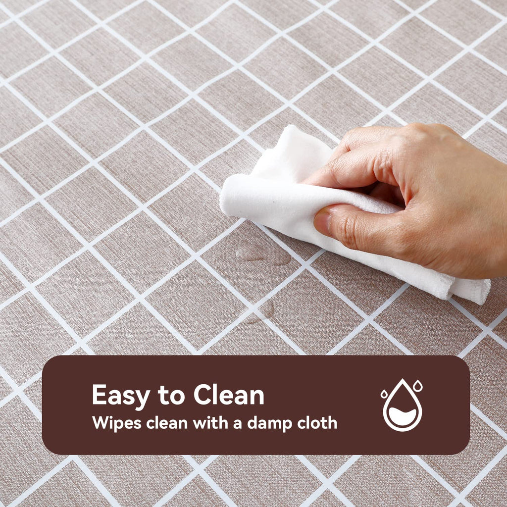 Checkered Vinyl Tablecloth, Rectangle 60 x 102, Sand