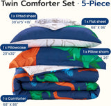 Joiedomi Kid Twin Comforter Set 5 Piece Dinosaur Bedding Set for Boys Girls Super Soft Microfiber Bed in a Bag with