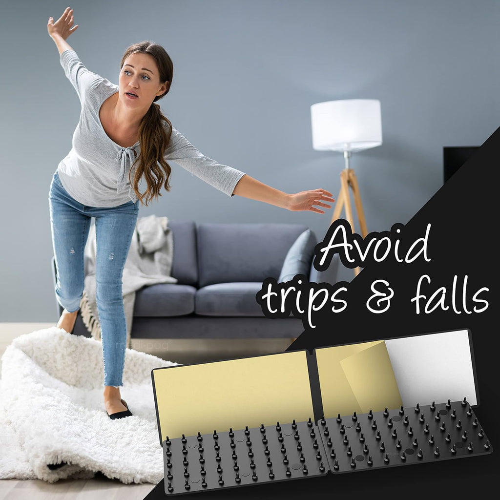 Greatideas Non-Slip Mat and Rug Grippers - Stop Your Mats and Rugs from Slipping and Sliding! Black 4X Pack - Set of 4