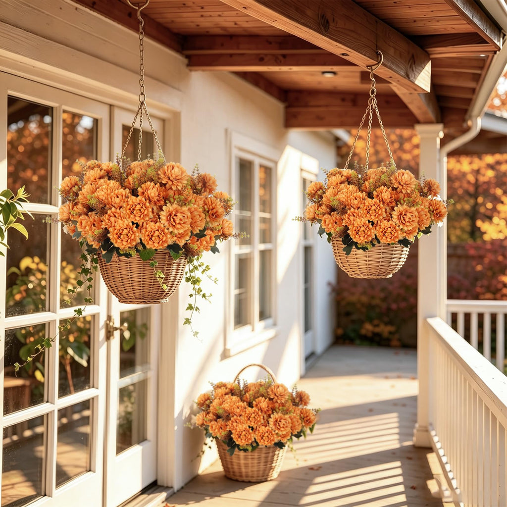 Artificial Fall Flowers Silk Chrysanthemums Faux Mums for Outdoors