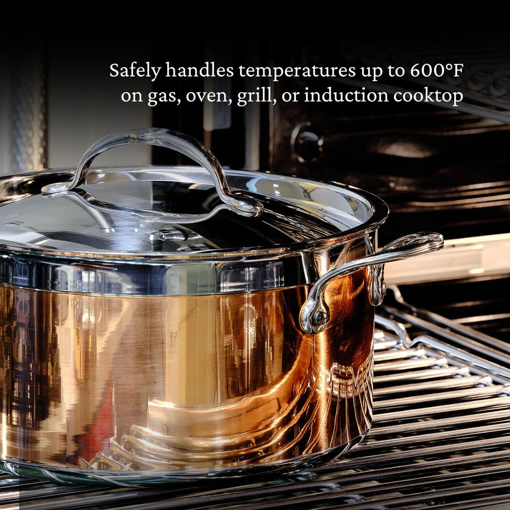 CopperBond Collection - 100% Pure Copper 10-Piece Ultimate Cookware Set, Induction Cooktop Compatible