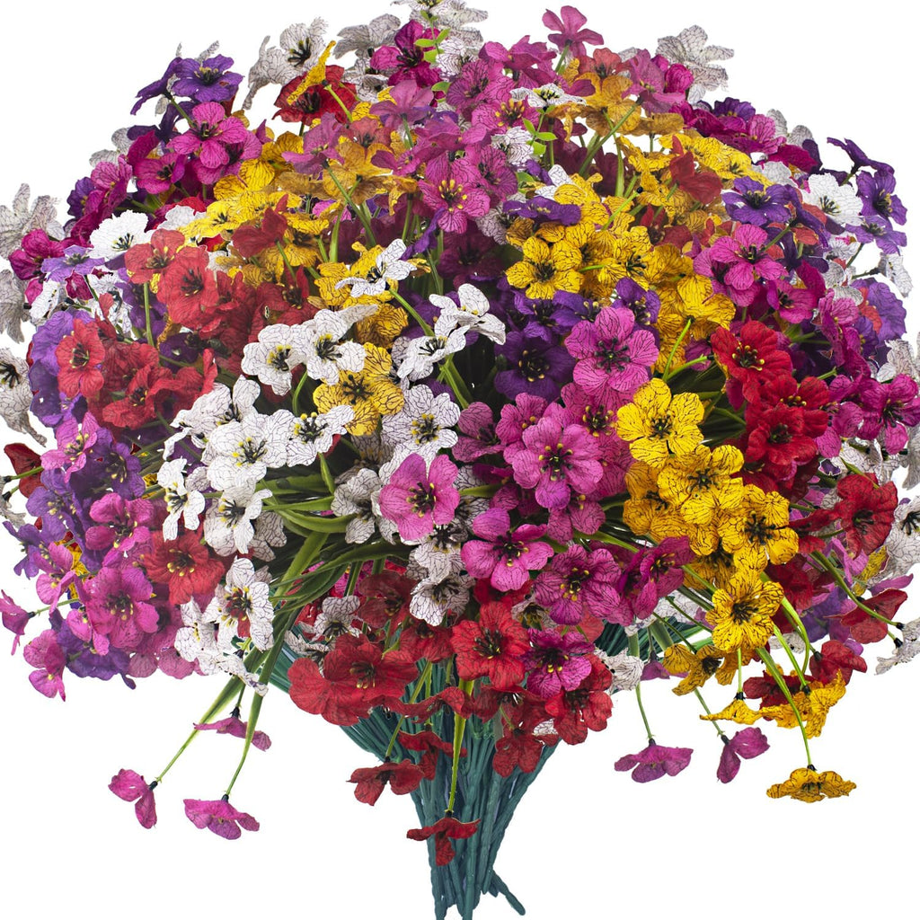 20 Bundles Artificial Flowers, Outdoor Indoor UV Resistant Fake Flowers No Fade Faux Plastic Plants Garden Porch