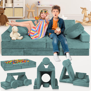 Modular Kids Play Couch, Piece Fort Building & Climbing Foam Set