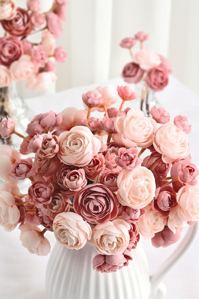 Ranunculus Artificial Flowers, 36Pcs 14In Fake Peonies Artificial Flowers, Dusty Rose Flower for Vase Silk Flower