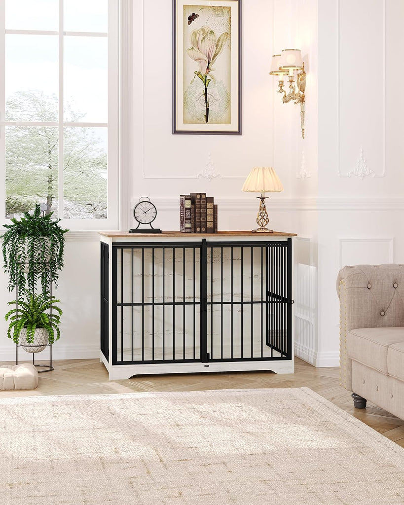XXL Dog Crate Furniture Indoor Dog Kennel with Barn Door