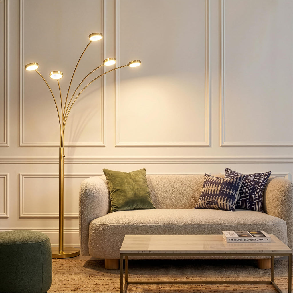 Orion Arc Floor Lamp, Tree Floor Lamp with 5 Adjustable Arms, Multi-Head Standing Lamp with Flexible Rotating LED