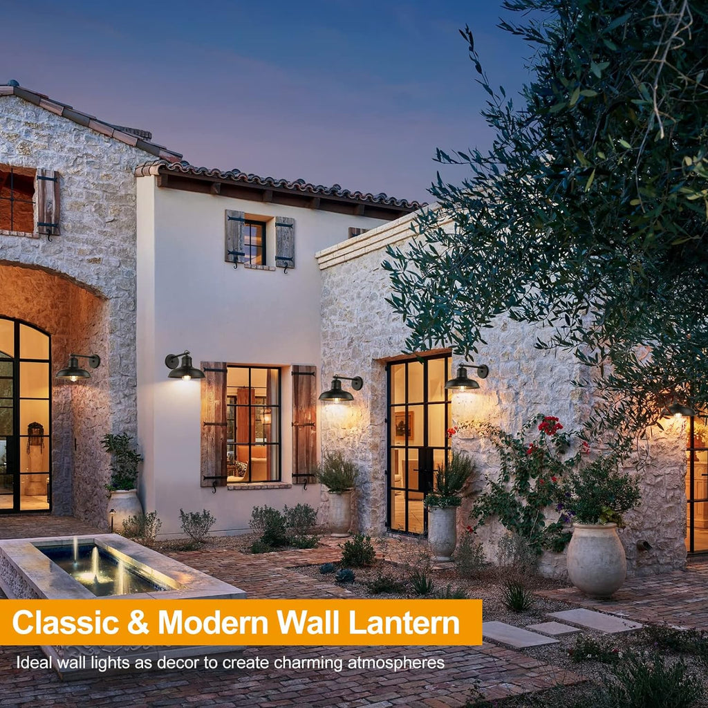 2-Pack Outdoor Wall Lights, Vintage Black Wall Sconces, Exterior Farmhouse Barn Light Fixtures