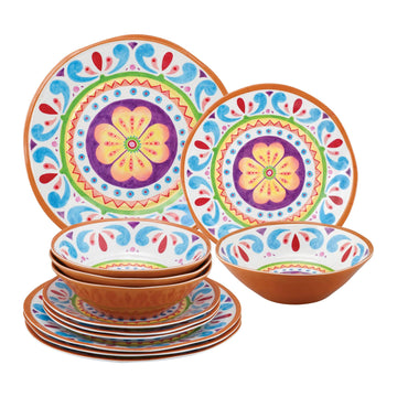 12 Piece Cinco de Mayo Melamine Dinnerware Sets, Outdoor Dishes Set, Plates and Bowls Sets, Cinco de Mayo