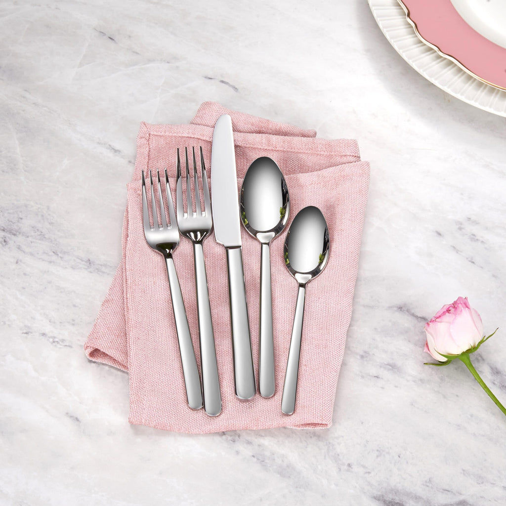 Premium Aline 20/45/65-Piece Modern Silverware Set (65, Silver)