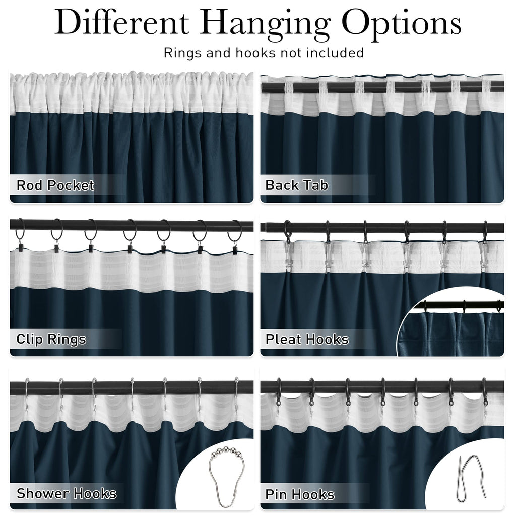 Extra Wide Room Divider Curtains Navy Blue Velvet Blackout Thermal Energy Efficient Window Drapes Theater Apartment