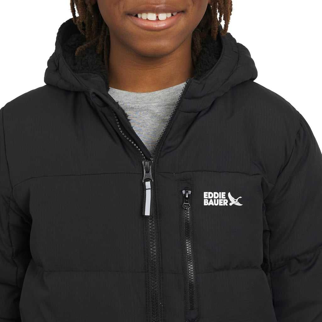 Boys' Classic Heavyweight Faux Fur Lined Hooded Insulated Down Jacket