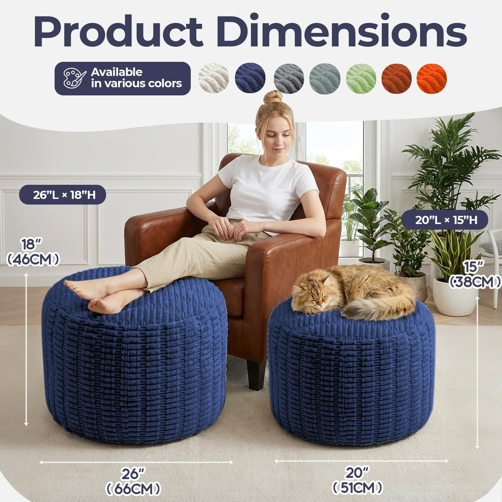 Round Pouf Ottoman Foot Rest, 20x15 In Foot Stools Ottoman