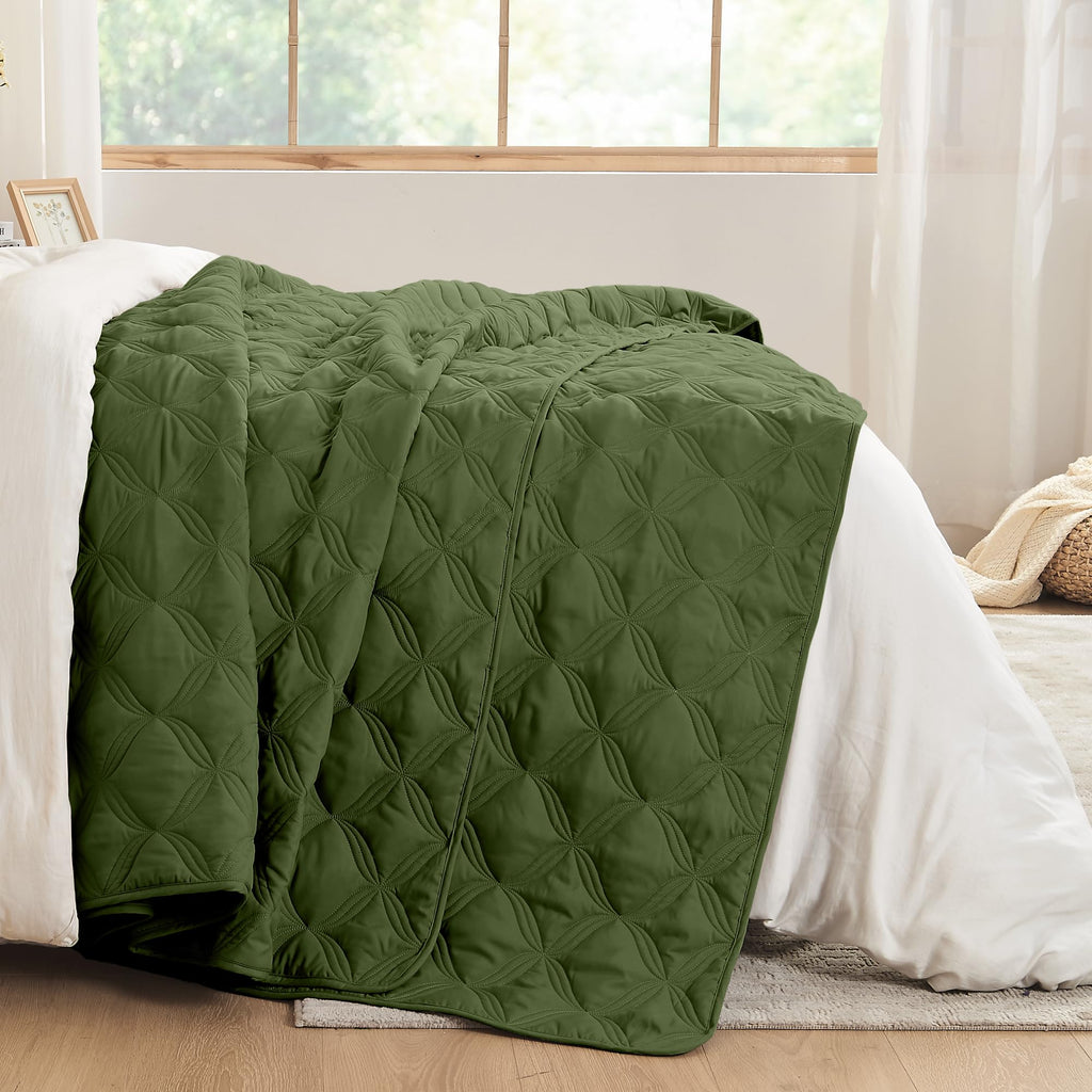 Oversized King Quilt Bedding Set, 3 Pcs Olive Green Bedspreads Set