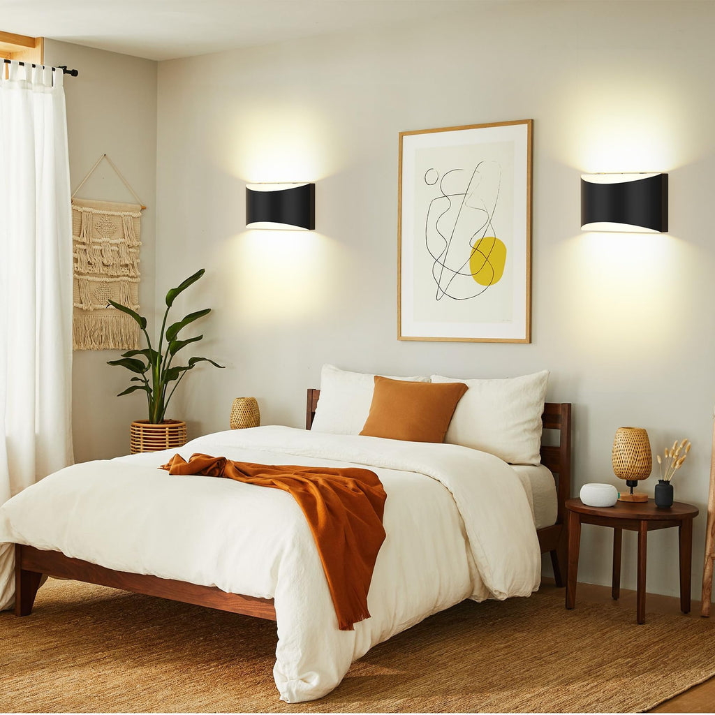 Battery Operated Wall Sconces Set of 2 Rechargeable Wireless Black