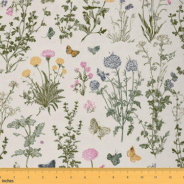 Floral Botanical Theme Fabric by The Yard 1 Yard Soft