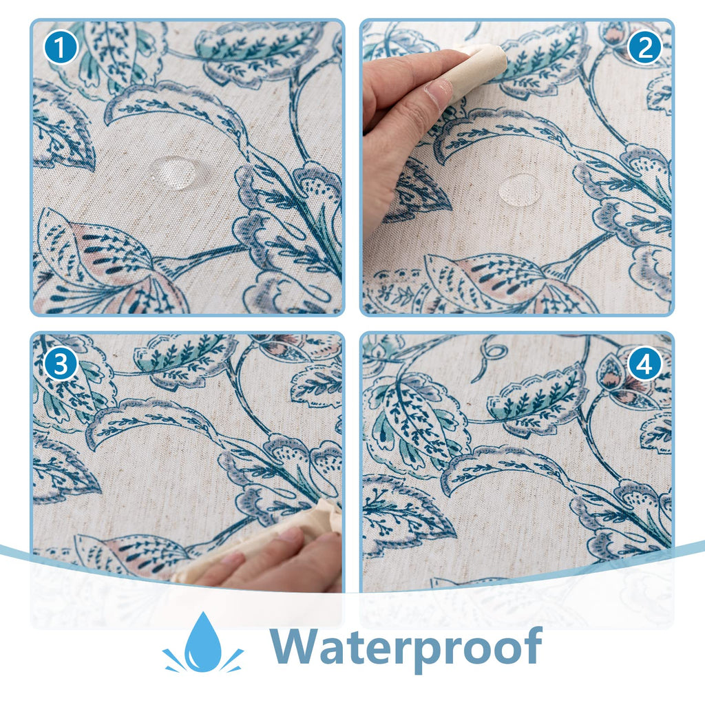 Waterproof Tablecloth Rectangle 60x102 Inch Rustic Burlap Tablecloth Spring Floral Linen Table Cover Farmhouse