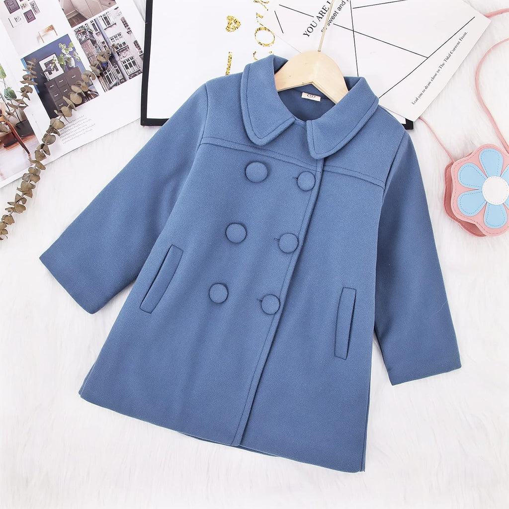 Toddler Baby Girl Winter Coat Dress Coat Warm Jacket Long Sleeve Button Trench Coat Kids Peacoat Outwear Clothes