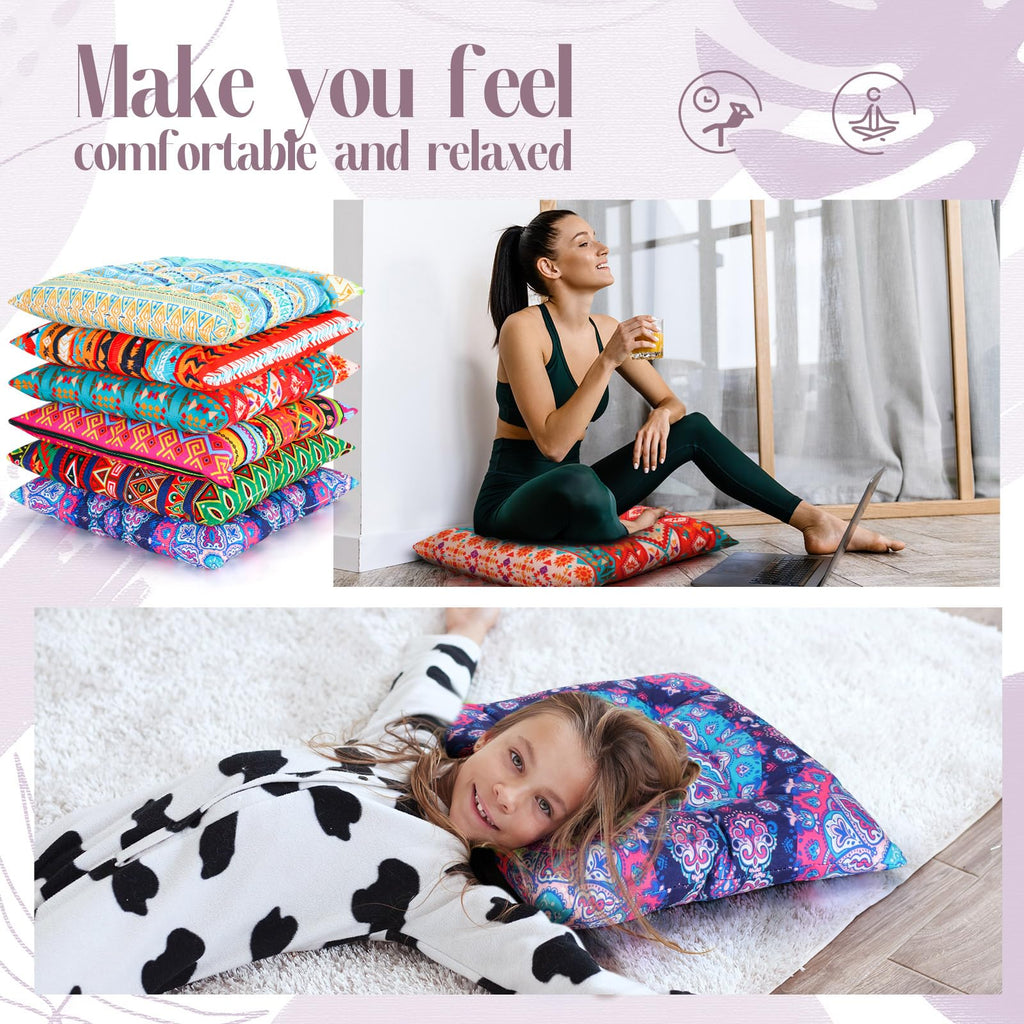 6 Pcs Bohemian Floor Pillows 15 Inch, Stylish