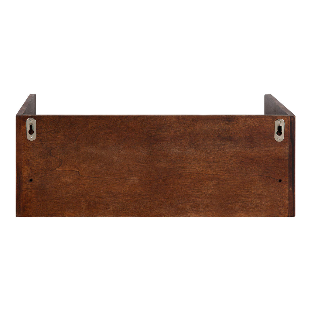 Kitt Modern Floating Wall Shelf Side Table with Drawer, 18" x 12" x 6.5", Walnut