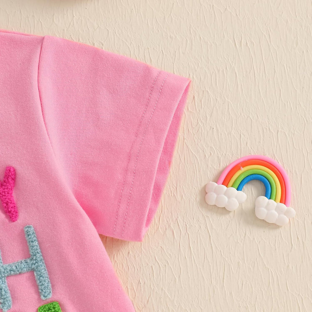 Toddler Baby Girl Birthday Shirt It's My Birthday Short Sleeve Embroidery B-Day T-Shirt Tops Tee Party Outfits