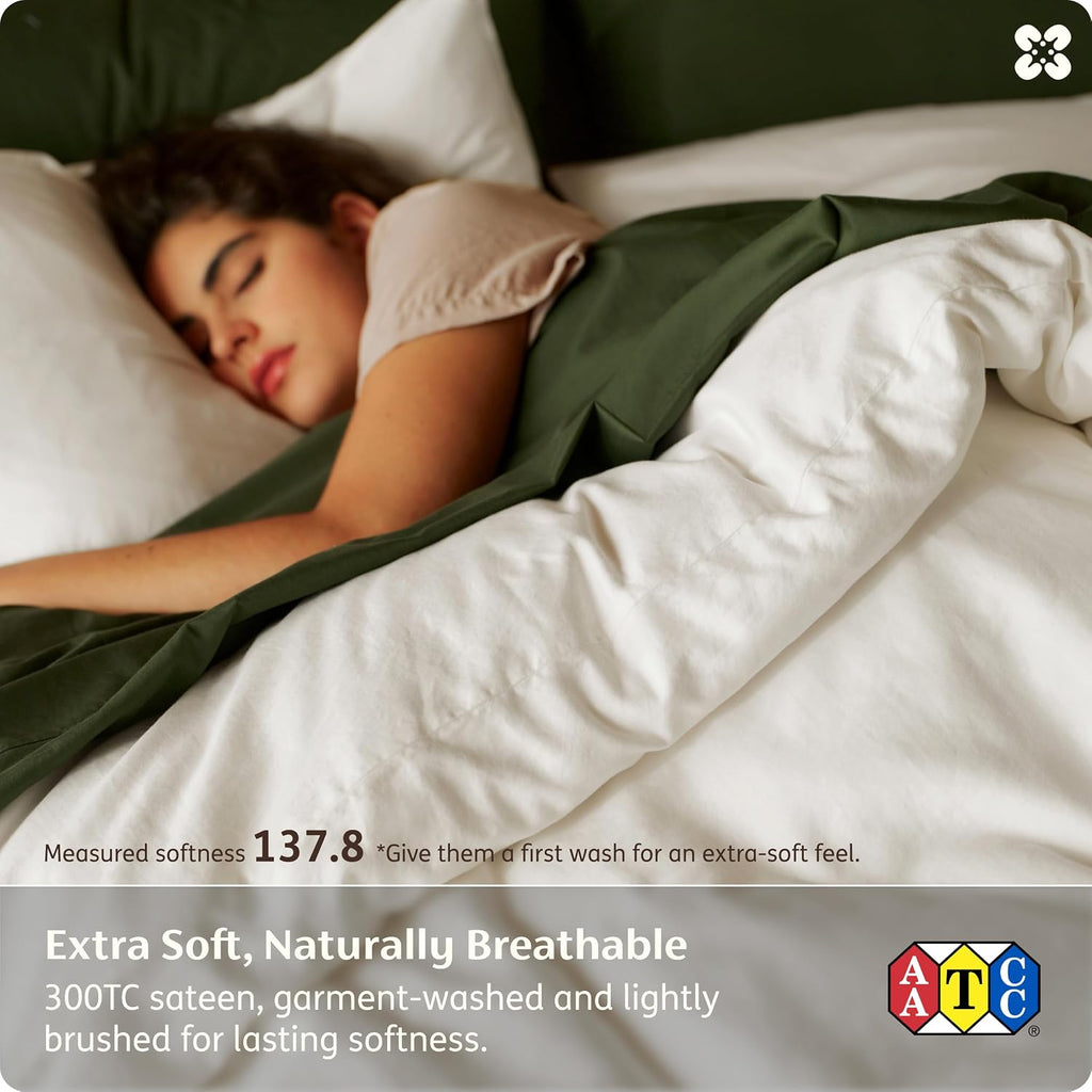 100% Organic Cotton King Duvet Cover Set, Ivory, 104" 90" | GOTS Certified, Luxury PureWoven, Zipper Closure