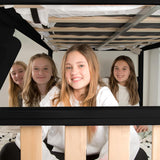 Bunk Bed, Scandinavian Modern Bunk Bed, Solid Wood Twin Over Full Bed Frame for Kids, No Box Spring Needed, Black/Blonde