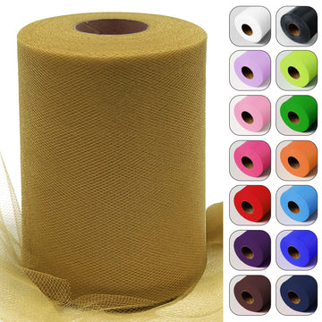Tulle Fabric Roll 6" X 100 Yards (Glamour Gold)