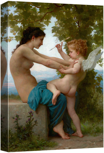 Canvas Print Wall Art Girl Defending Herself Against Eros by Bouguereau Historic Cultural Illustrations Fine Art