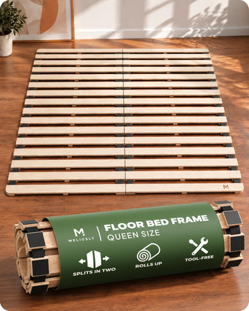 Floor Bed Frame Queen Size (62x82) - Foldable Japanese Futon Bed Frame