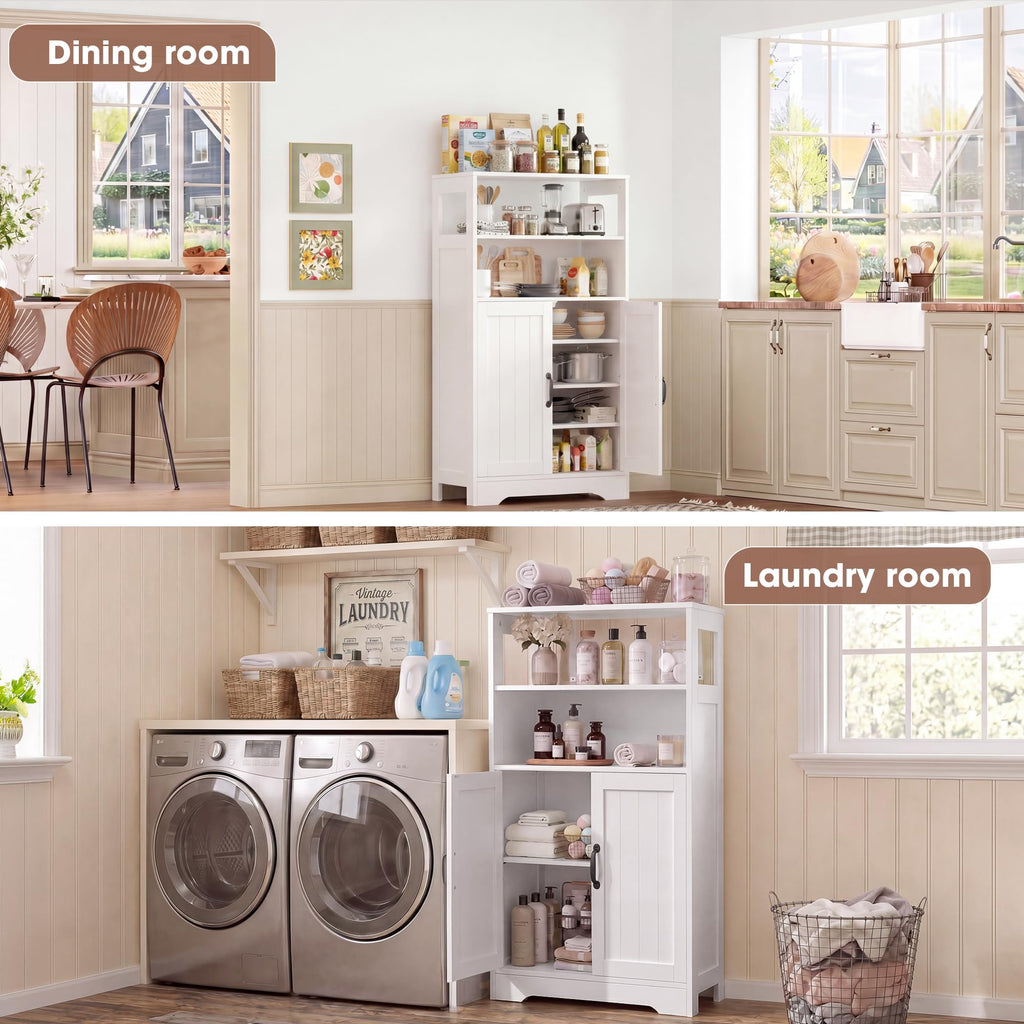 43.3" H Bathroom Storage Cabinet with Doors, Freestanding Small Bathroom Cabinet Organizer, Farmhouse Cupboard