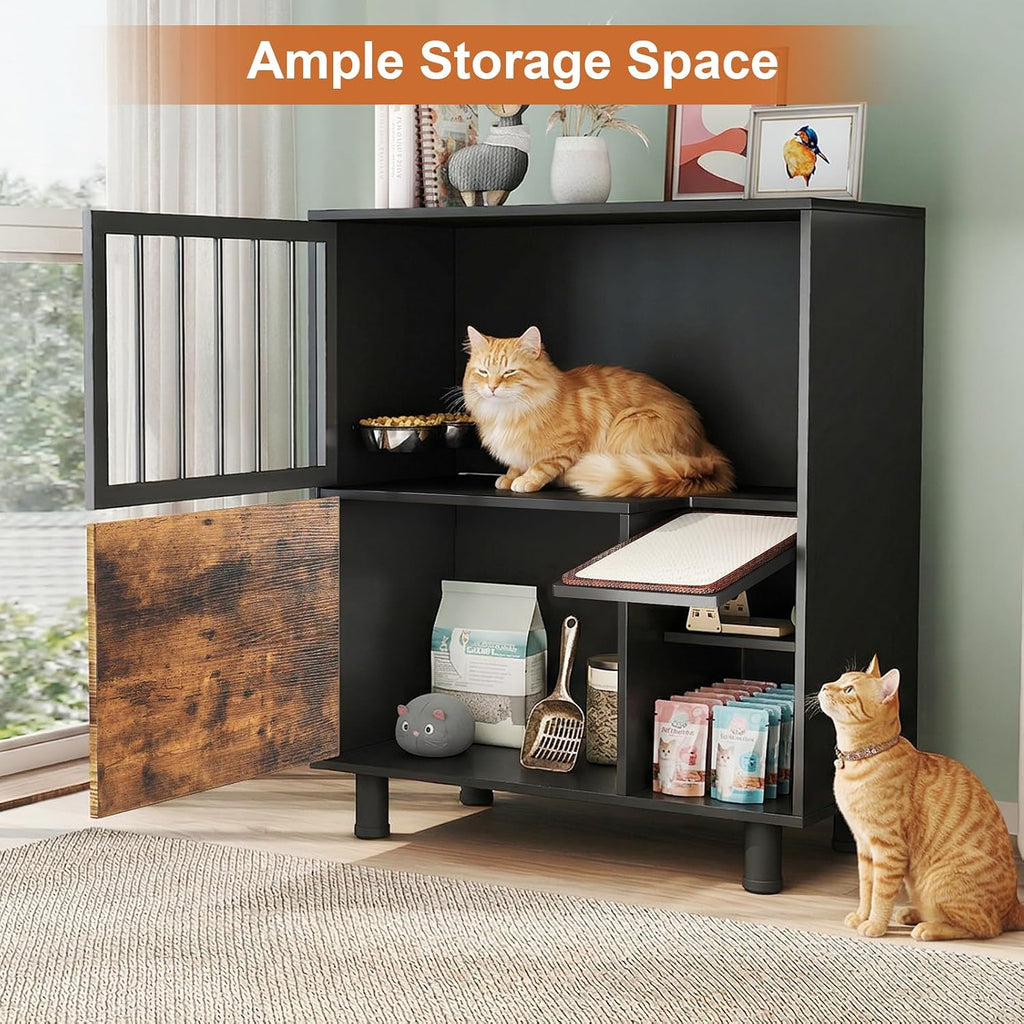 Dog Proof Cat Feeding Station, Cat Feeding Station with Storage