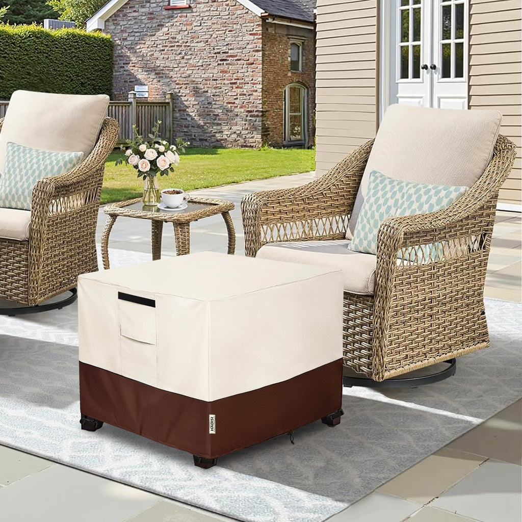 Patio Ottoman Cover Waterproof Square Outdoor Small Side Table Covers, 22"W x 22"D x 18"H, Outdoor Rectangular