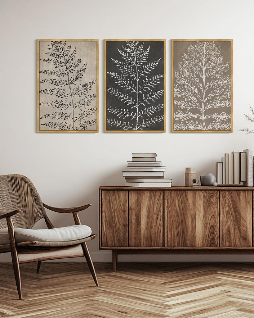 Vintage Botanical Framed Wall Art 24x36in Natural Framed