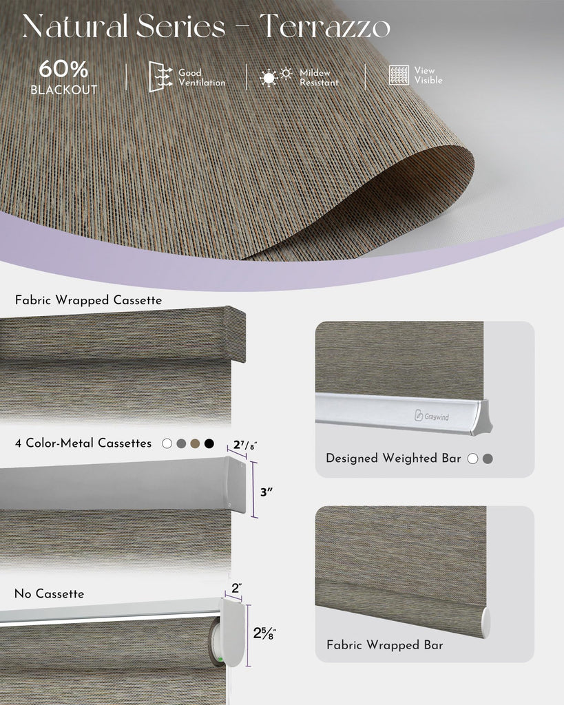 Motorized Roller Shades - Natural Woven Shades for Windows, Alexa & Google Control, Smart Blinds with Remote