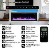 48" Electric Fireplace, Recessed, Wall Mounted and Freestanding Fireplace Heater, Adjustable Flame Color