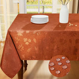 Rectangle Tablecloth, 60x84 Inch Waterproof Damask Table Cloth, Leaves Patterns Fabric Jacquard Tabl