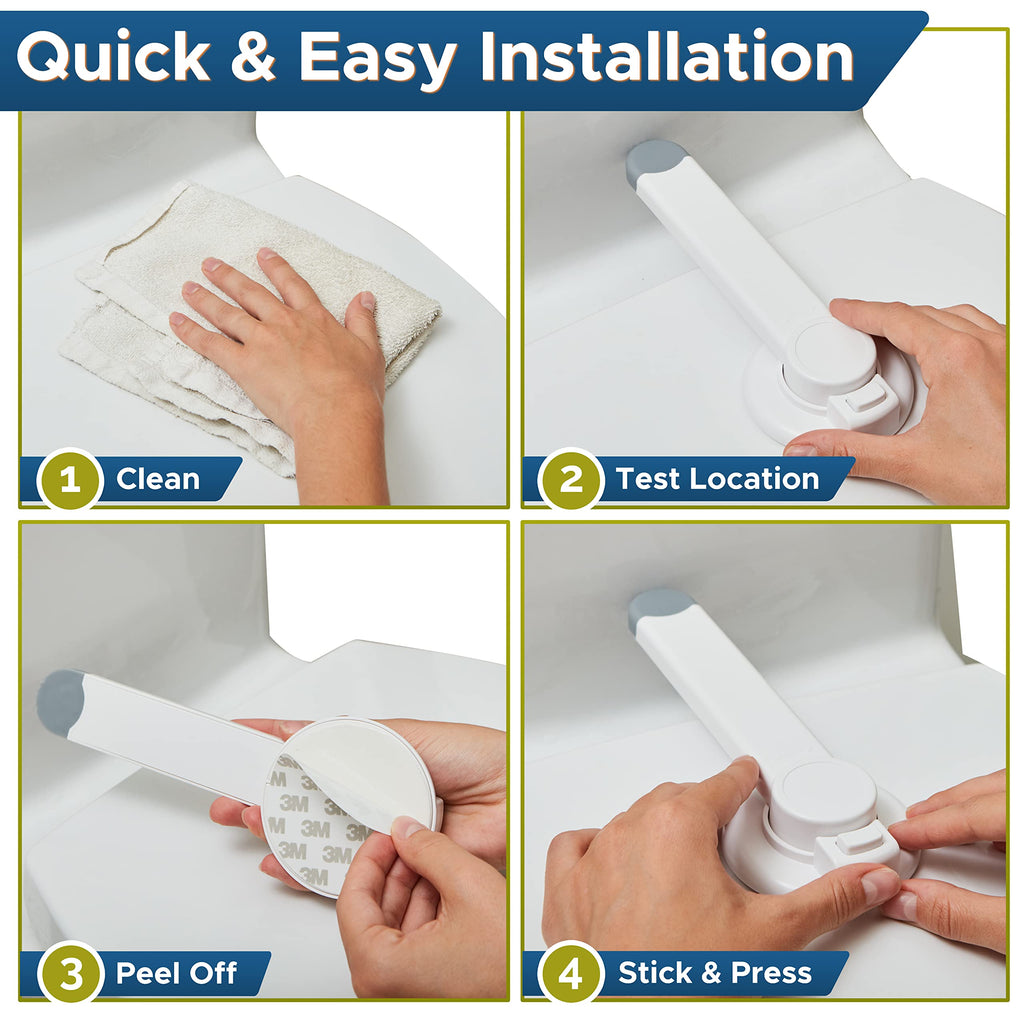 Toilet Locks Baby Proof (2-Pack) Ideal Baby Proof Toilet Lid Lock with Arm - No Tools Needed Easy Installation with