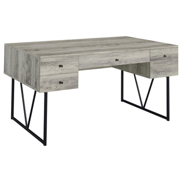 Analiese 63-Inch 4-Drawer Office Writing Desk Grey Driftwood 801999