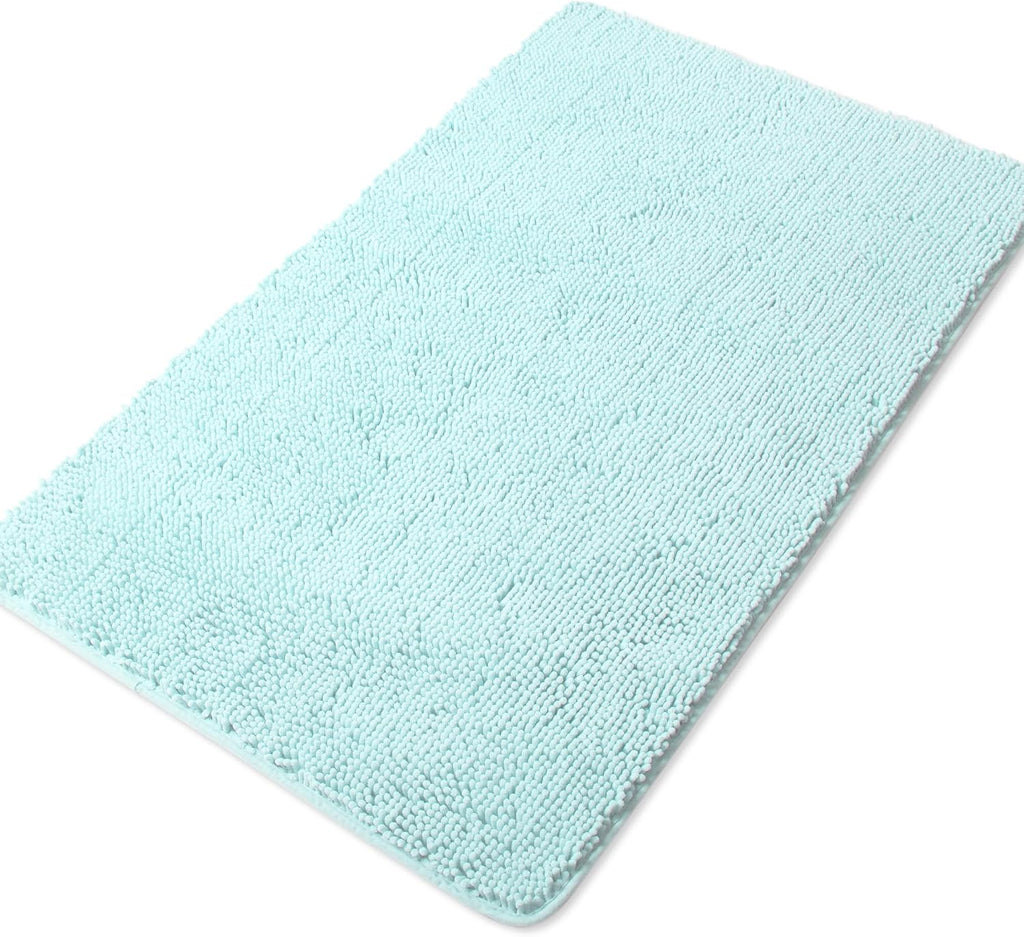 Aqua Bathroom Rug 30"x50",Thick Chenille Bath Mat,Absorbent and Washable Large Bath Rug Non-Slip, Extra Soft Rug