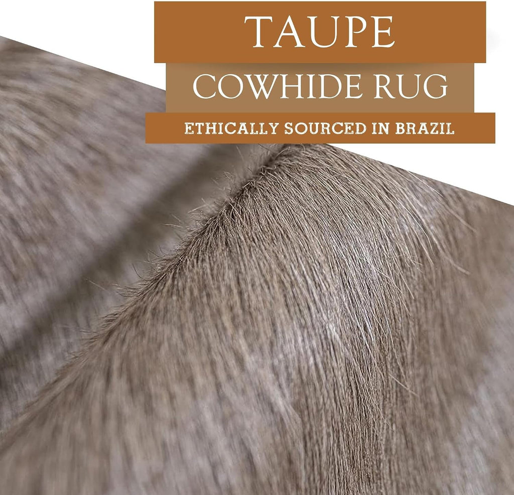 100% Genuine Taupe Cowhide Rug - Modern Style Animal Skin Rug & Floor Carpet & More - Extra Large (6x7-8 Ft.)