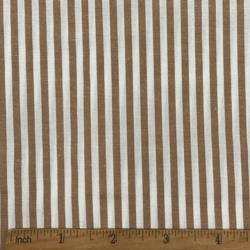 1/8" Brown and White Striped Fabric, Summer Weight Polycotton 57" W x 36" L