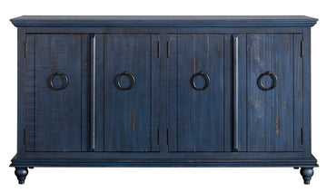 Garden District 65" Solid Wood TV Stand, Rustic Blue